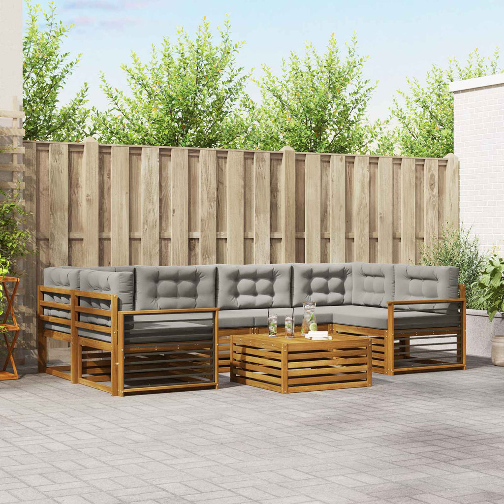 Outdoor-Sofagarnitur mit Kissen 7 pcs Natürlich und Hellgrau