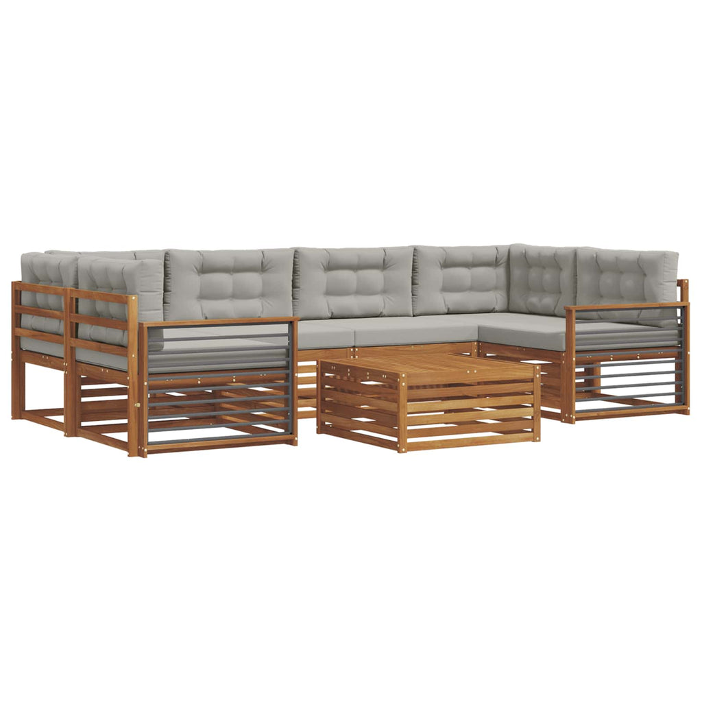 Outdoor-Sofagarnitur mit Kissen 7 pcs Natürlich und Hellgrau