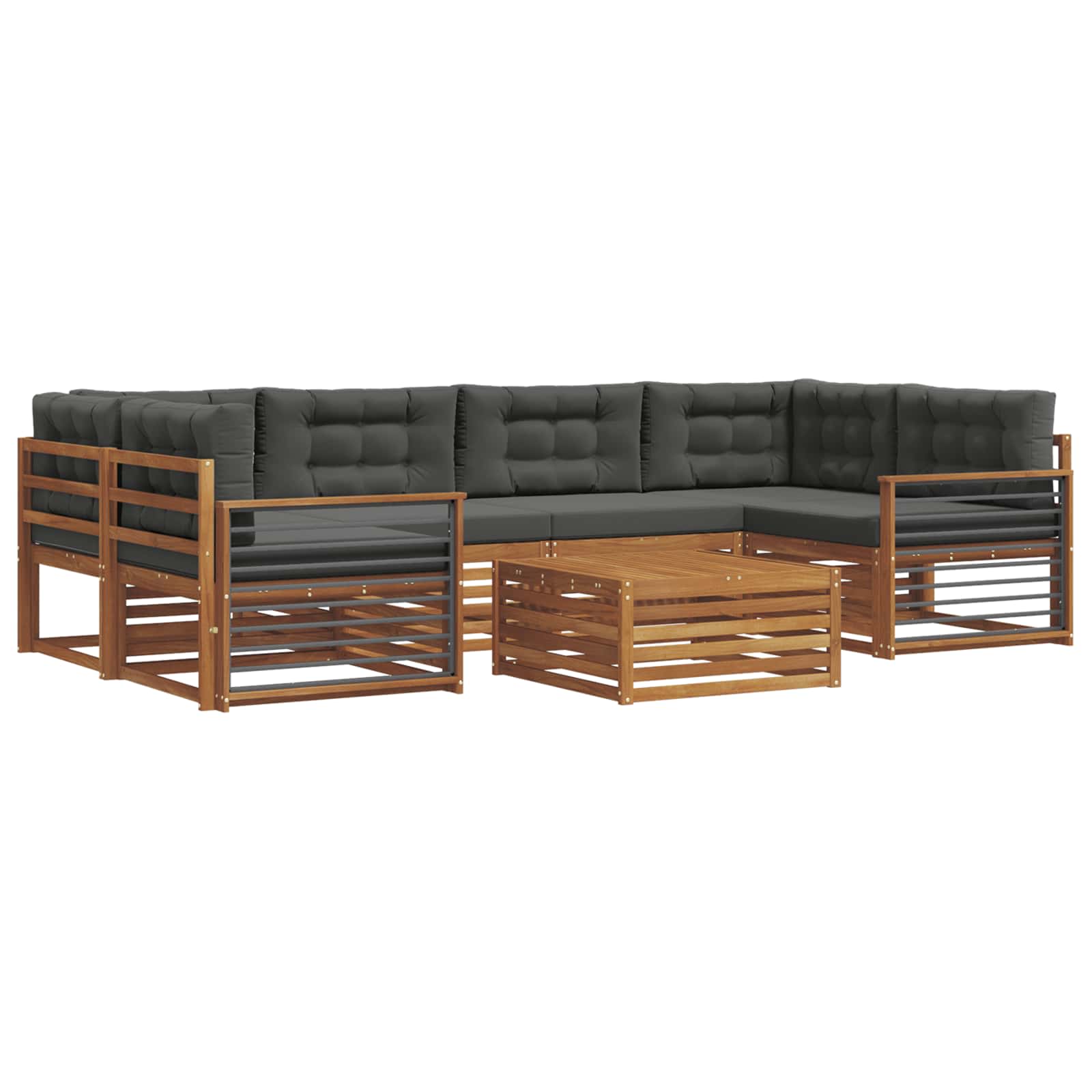 Outdoor-Sofagarnitur mit Kissen 7 pcs Natur und Anthrazit