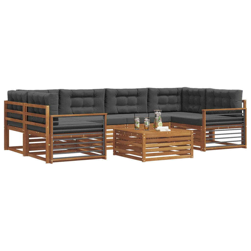 Outdoor-Sofagarnitur mit Kissen 7 pcs Natur und Anthrazit