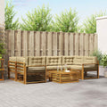 Outdoor-Sofagarnitur mit Kissen 7 pcs Natur und Beige