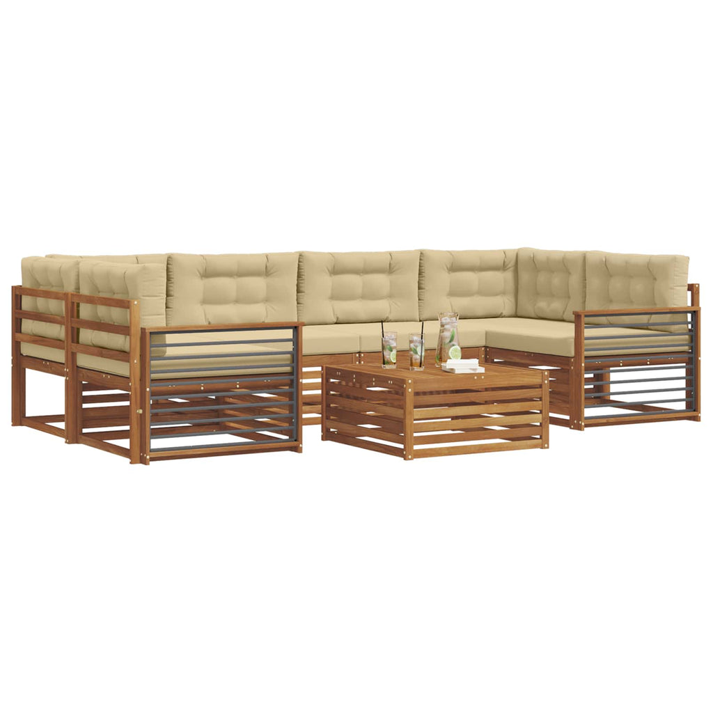 Outdoor-Sofagarnitur mit Kissen 7 pcs Natur und Beige