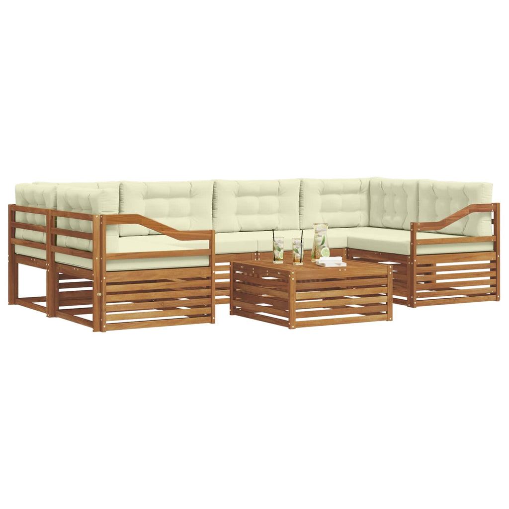 Outdoor-Sofagarnitur mit Kissen 7 pcs Natur und Creme