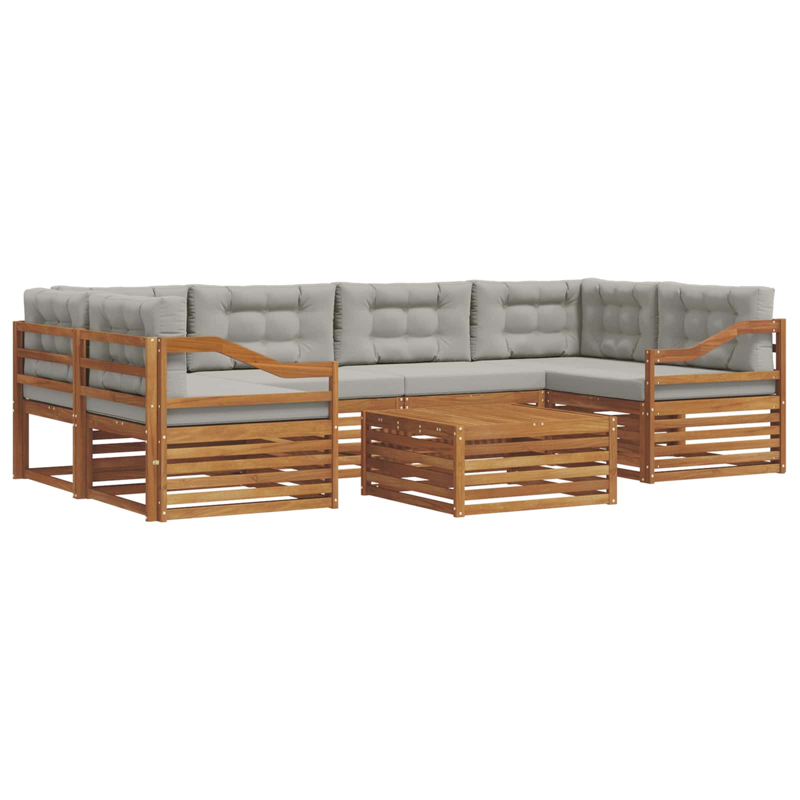 Outdoor-Sofagarnitur mit Kissen 7 pcs Natürlich und Hellgrau