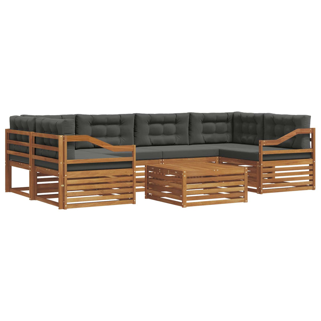 Outdoor-Sofagarnitur mit Kissen 7 pcs Natur und Anthrazit