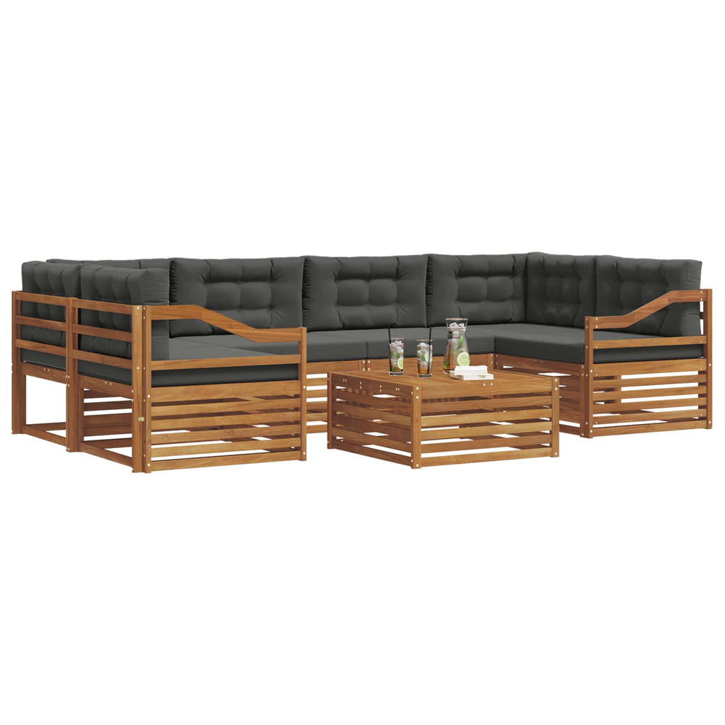 Outdoor-Sofagarnitur mit Kissen 7 pcs Natur und Anthrazit