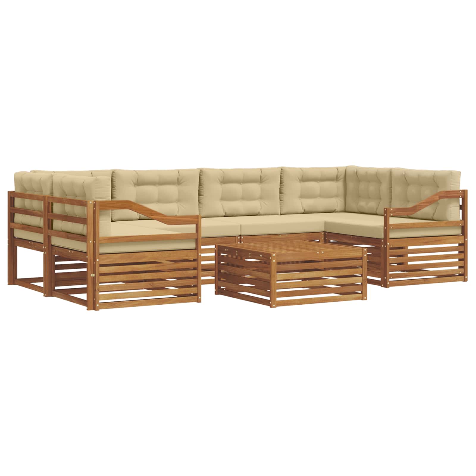 Outdoor-Sofagarnitur mit Kissen 7 pcs Natur und Beige