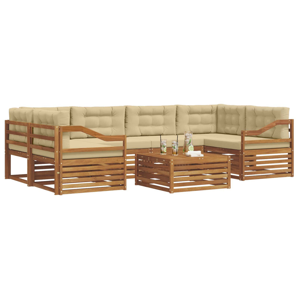 Outdoor-Sofagarnitur mit Kissen 7 pcs Natur und Beige