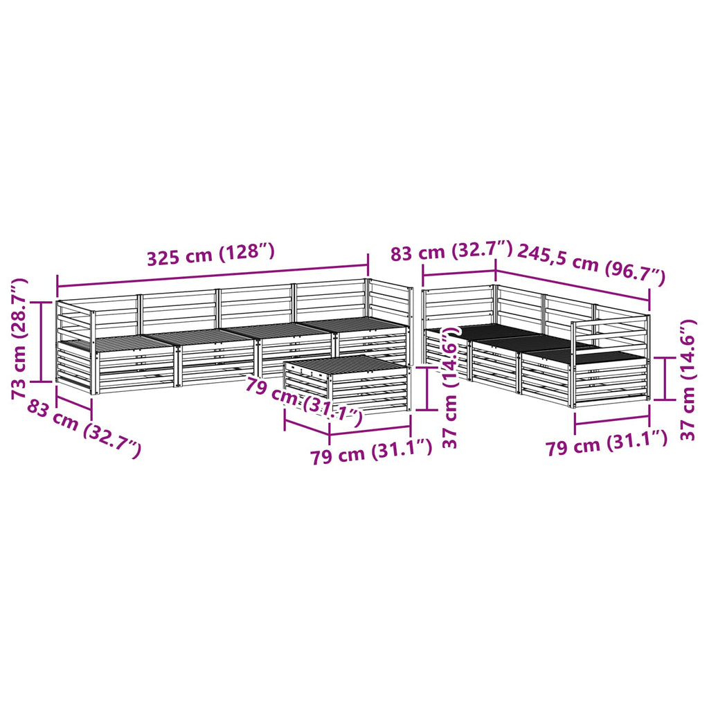 Outdoor-Sofagarnitur 8 pcs Natur Massivholz Akazie
