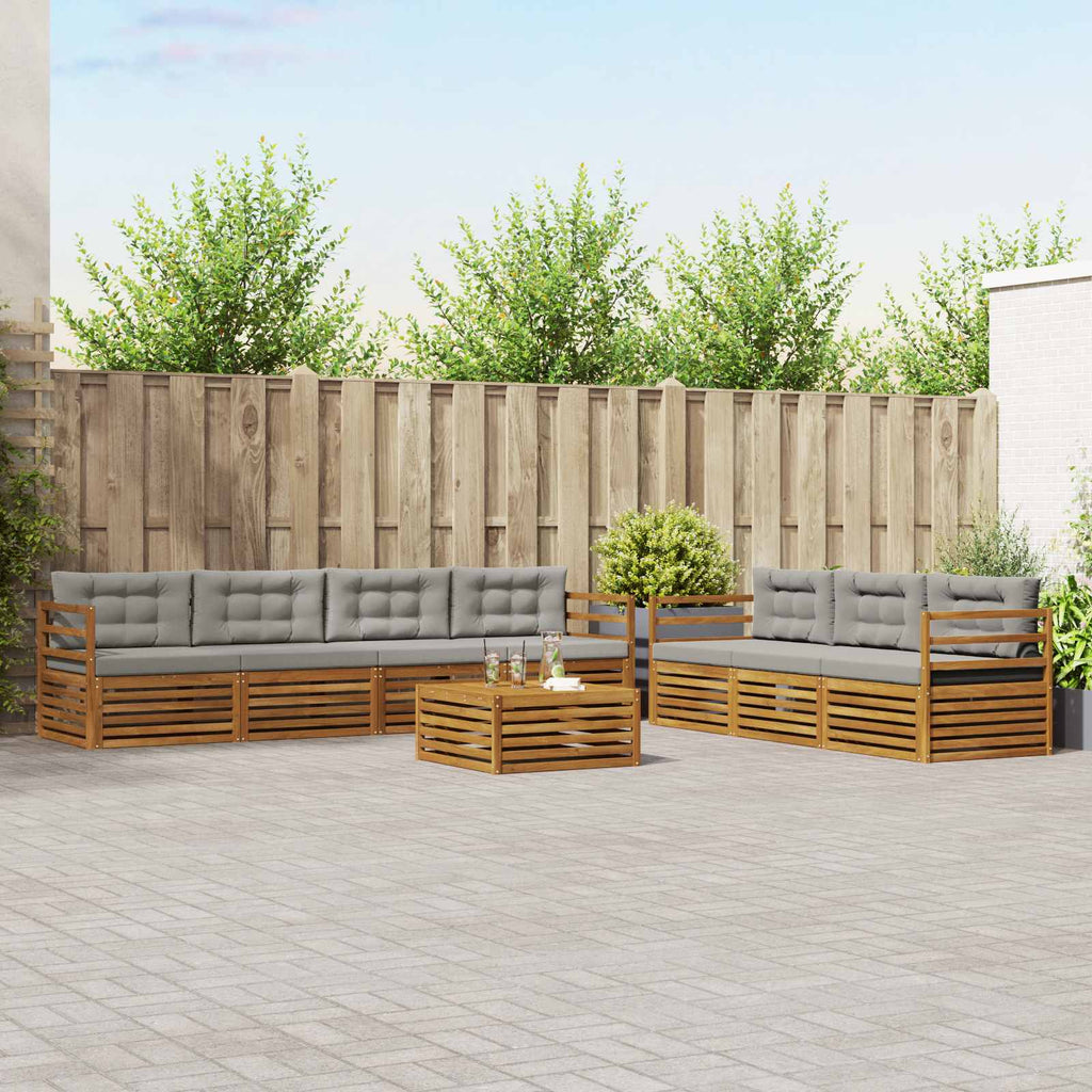 Outdoor-Sofagarnitur mit Kissen 8 pcs Natürlich und Hellgrau