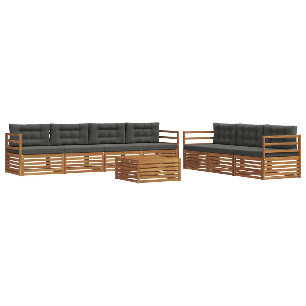 Outdoor-Sofagarnitur mit Kissen 8 pcs Natur und Anthrazit