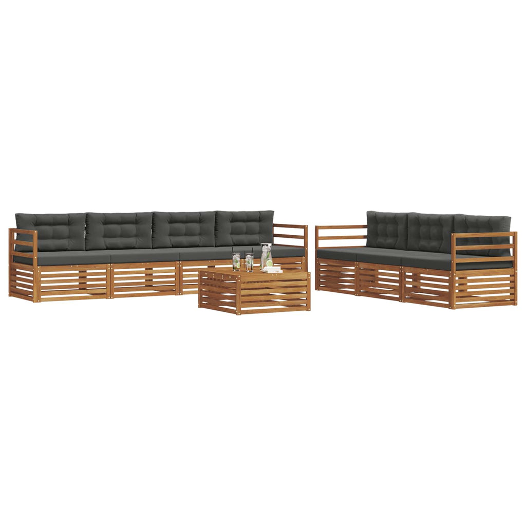 Outdoor-Sofagarnitur mit Kissen 8 pcs Natur und Anthrazit