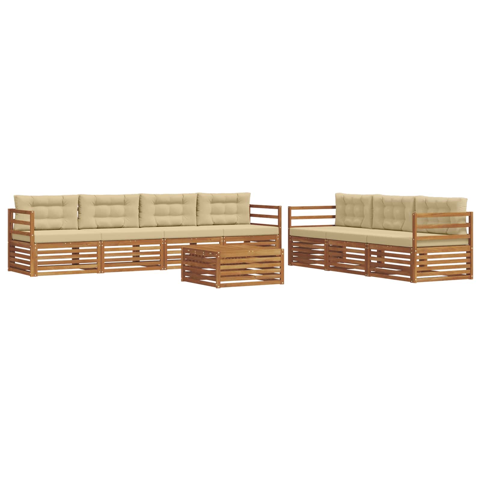 Outdoor-Sofagarnitur mit Kissen 8 pcs Natur und Beige
