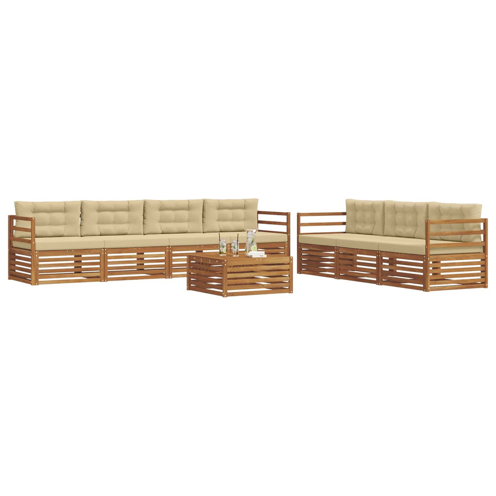 Outdoor-Sofagarnitur mit Kissen 8 pcs Natur und Beige