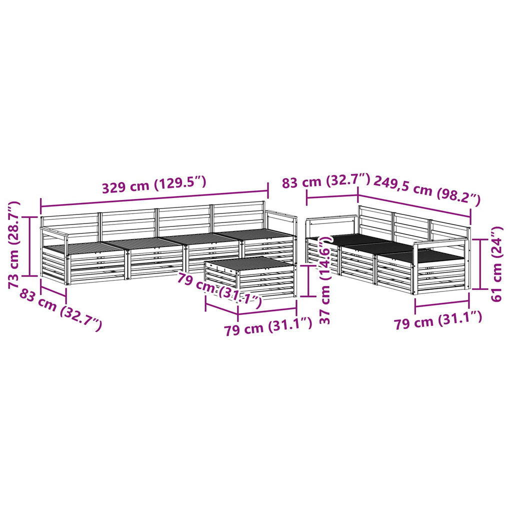 Outdoor-Sofagarnitur 8 pcs Natur Massivholz Akazie
