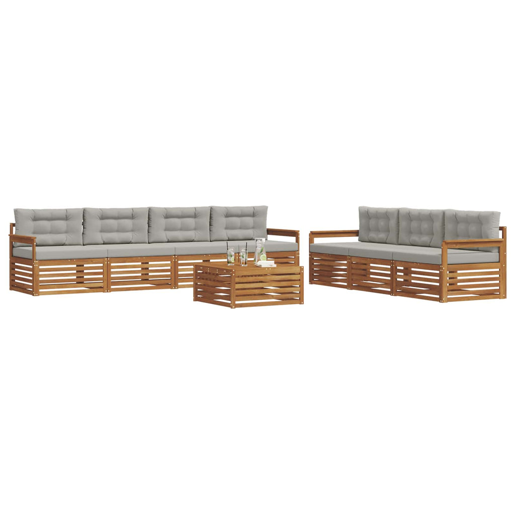Outdoor-Sofagarnitur mit Kissen 8 pcs Natürlich und Hellgrau