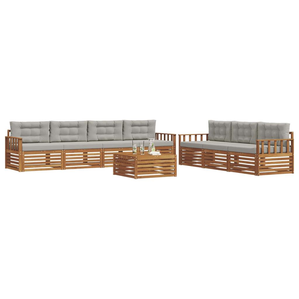 Outdoor-Sofagarnitur mit Kissen 8 pcs Natürlich und Hellgrau