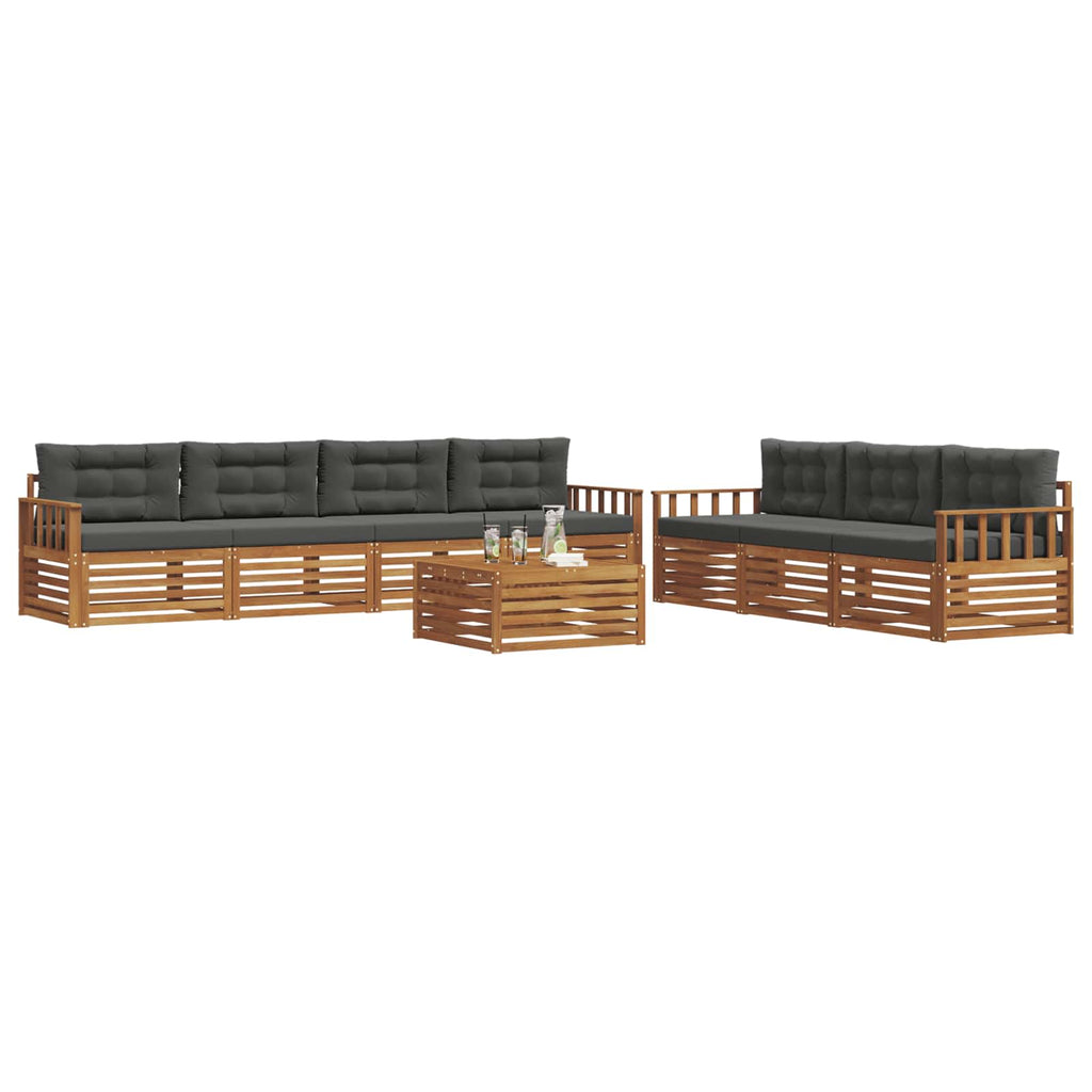 Outdoor-Sofagarnitur mit Kissen 8 pcs Natur und Anthrazit