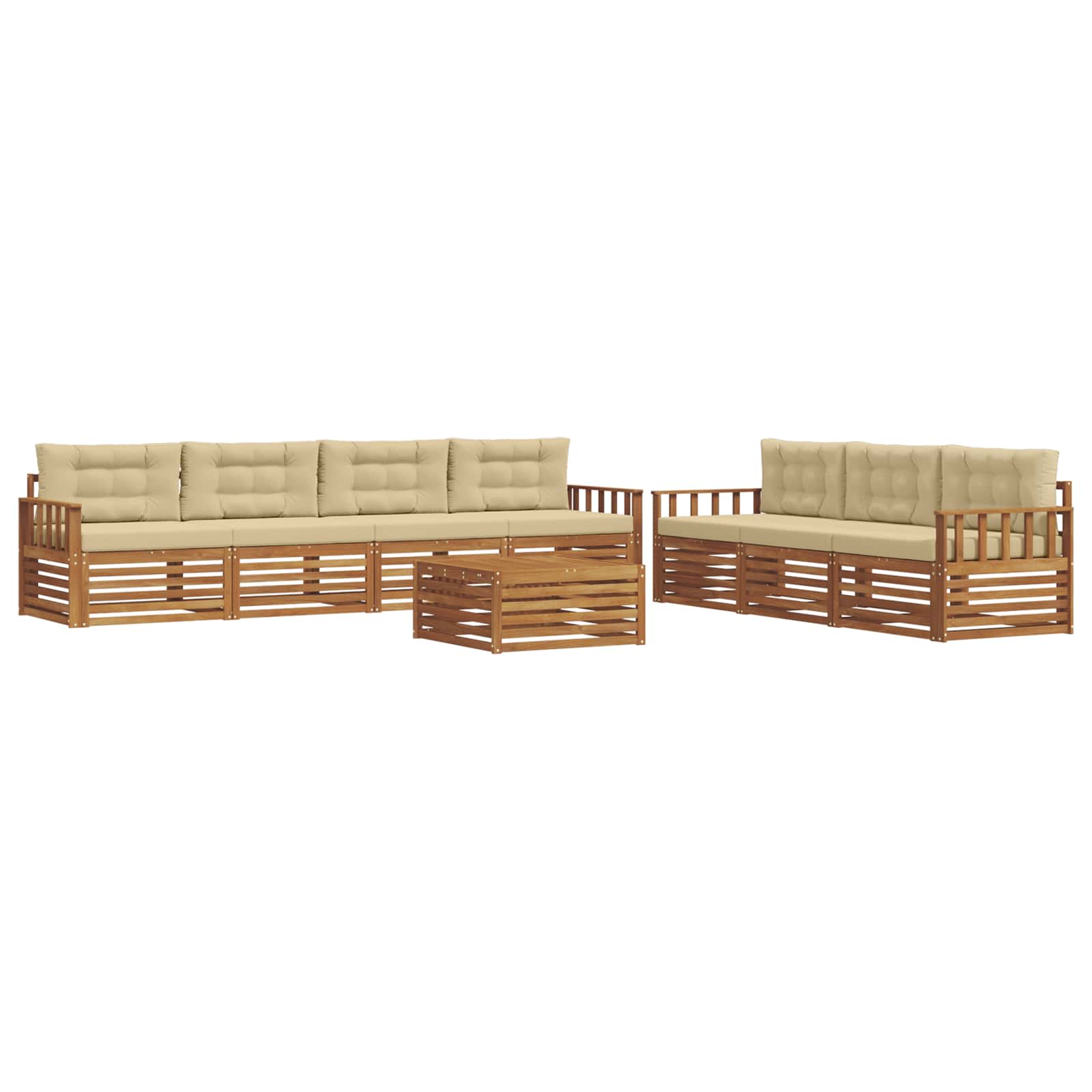 Outdoor-Sofagarnitur mit Kissen 8 pcs Natur und Beige