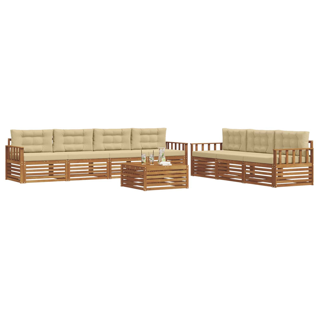 Outdoor-Sofagarnitur mit Kissen 8 pcs Natur und Beige