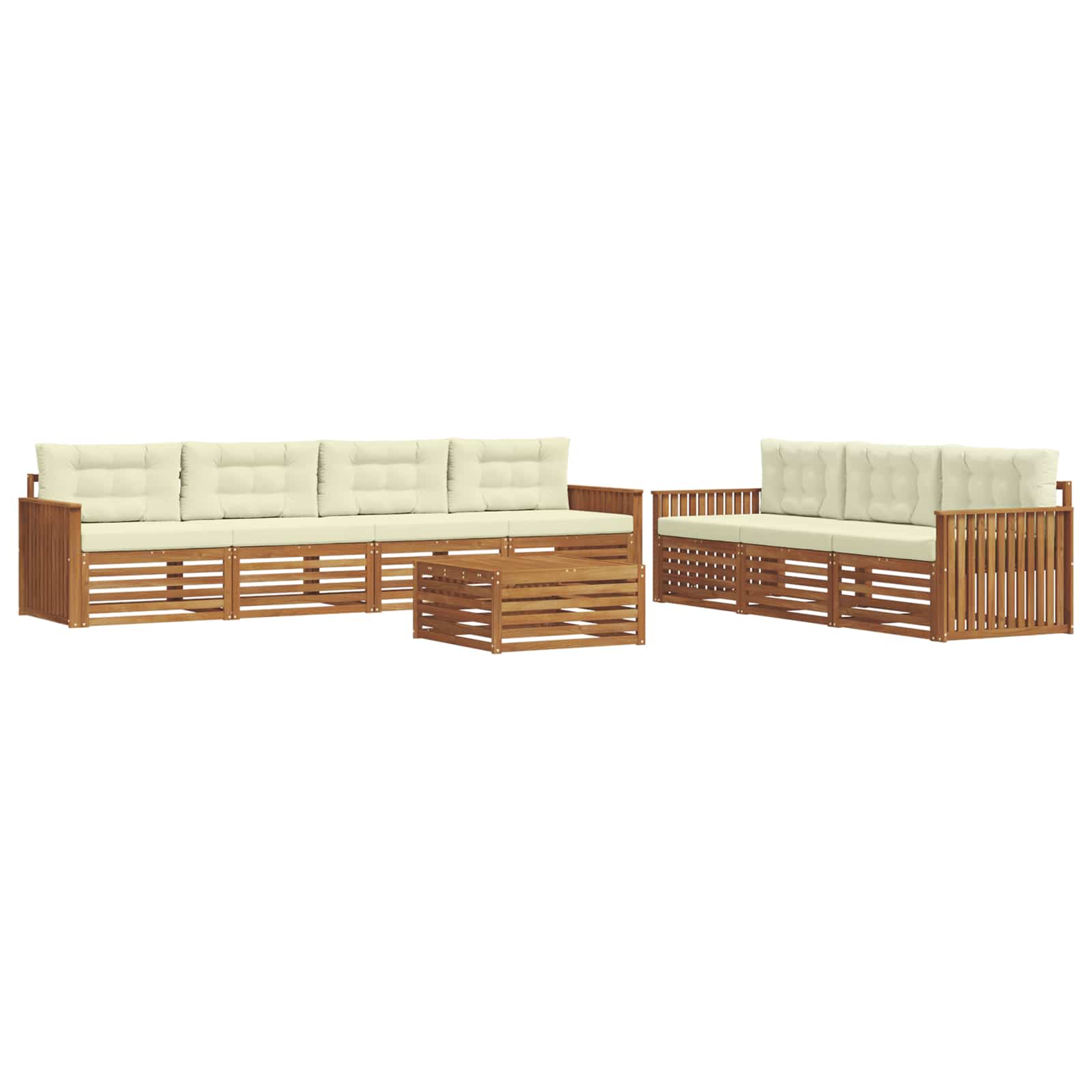 Outdoor-Sofagarnitur mit Kissen 8 pcs Natur und Creme