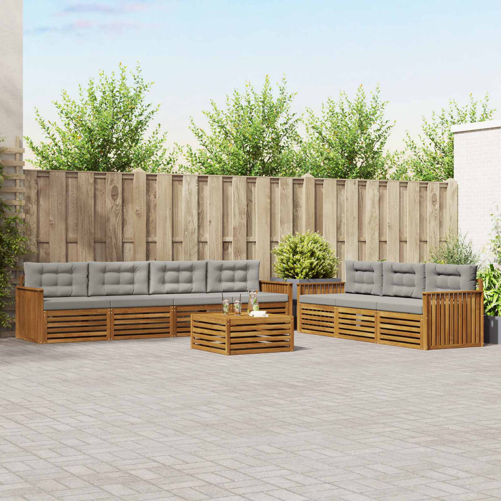 Outdoor-Sofagarnitur mit Kissen 8 pcs Natürlich und Hellgrau