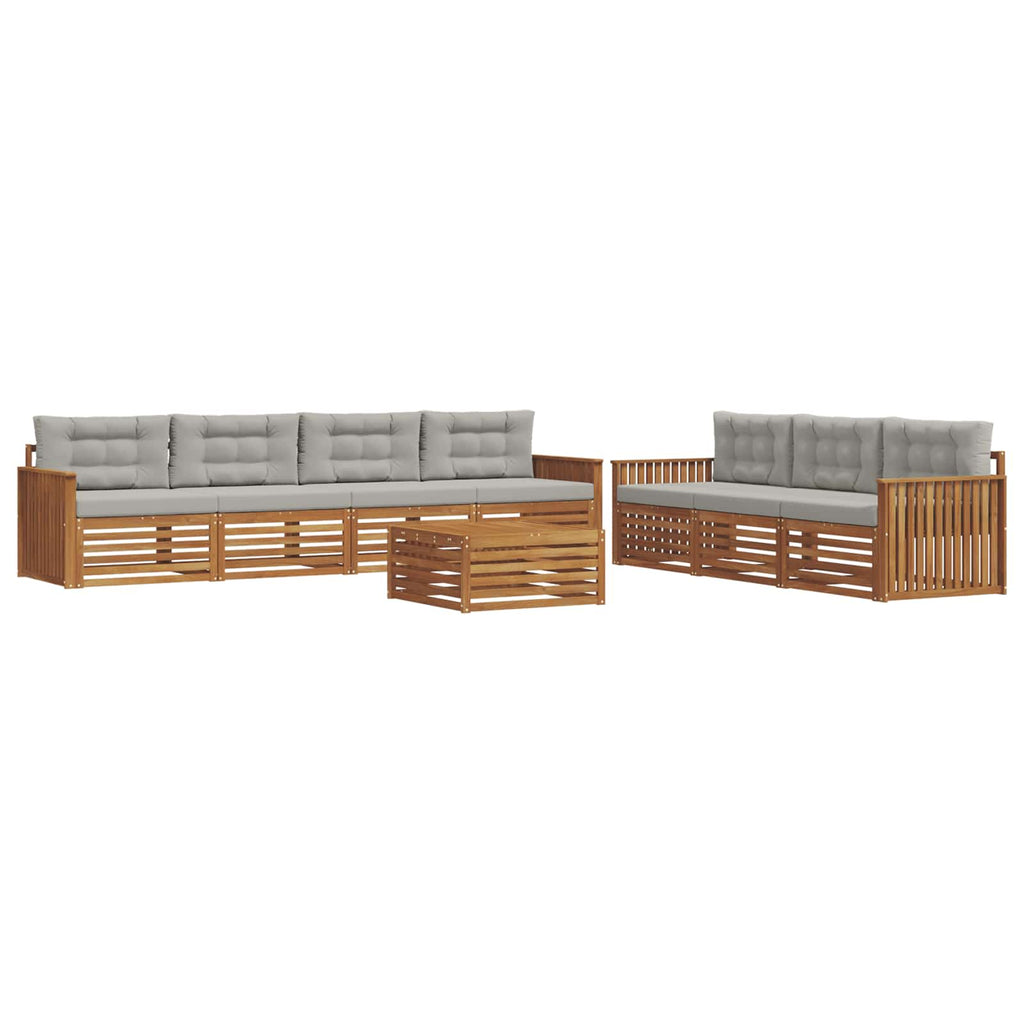 Outdoor-Sofagarnitur mit Kissen 8 pcs Natürlich und Hellgrau
