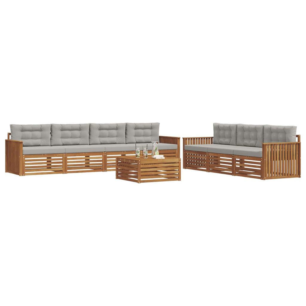 Outdoor-Sofagarnitur mit Kissen 8 pcs Natürlich und Hellgrau