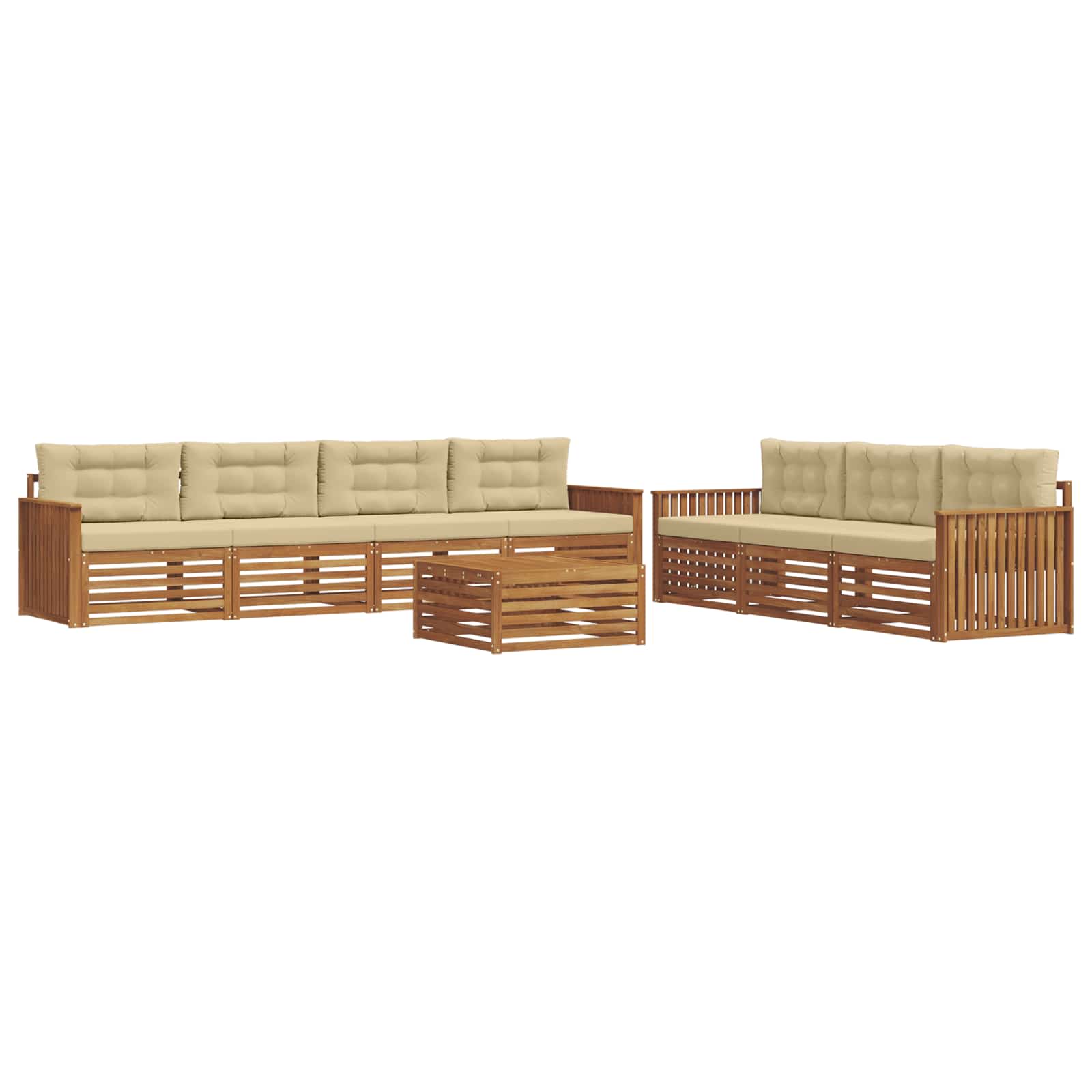 Outdoor-Sofagarnitur mit Kissen 8 pcs Natur und Beige