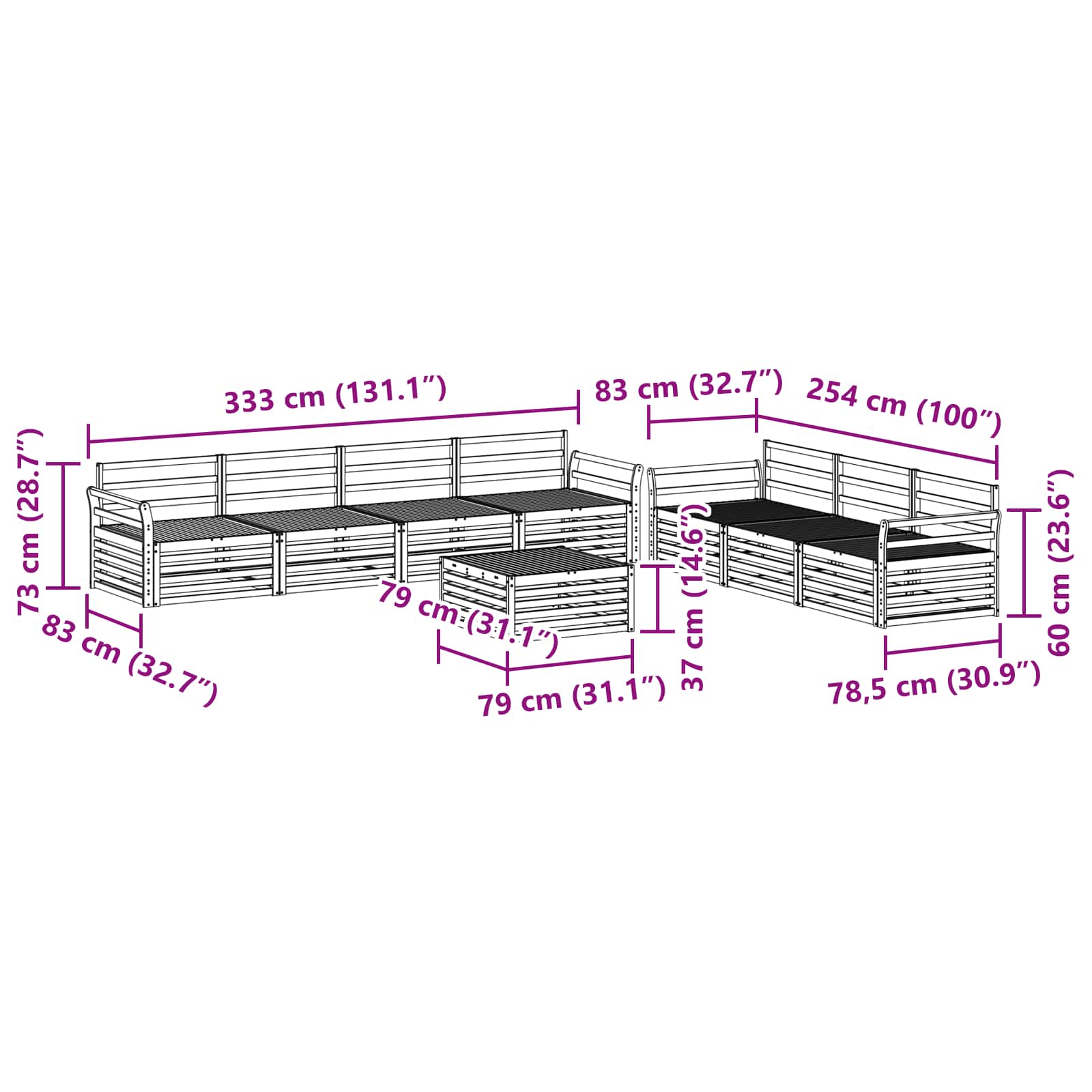 Outdoor-Sofagarnitur 8 pcs Natur Massivholz Akazie