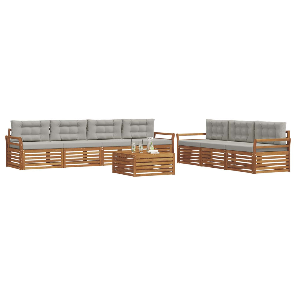 Outdoor-Sofagarnitur mit Kissen 8 pcs Natürlich und Hellgrau