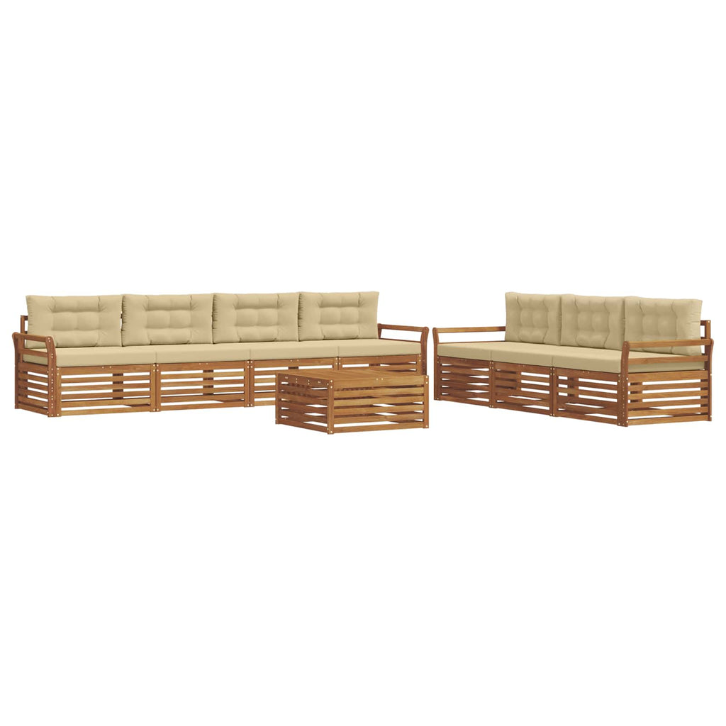 Outdoor-Sofagarnitur mit Kissen 8 pcs Natur und Beige