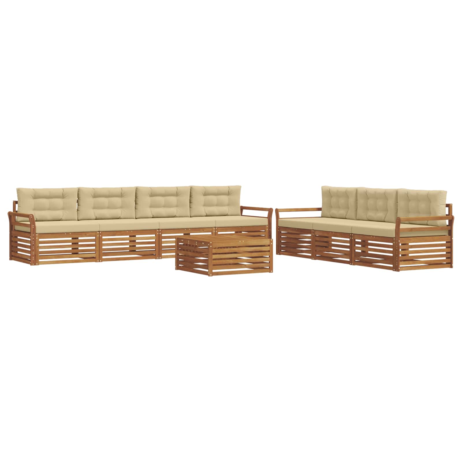 Outdoor-Sofagarnitur mit Kissen 8 pcs Natur und Beige