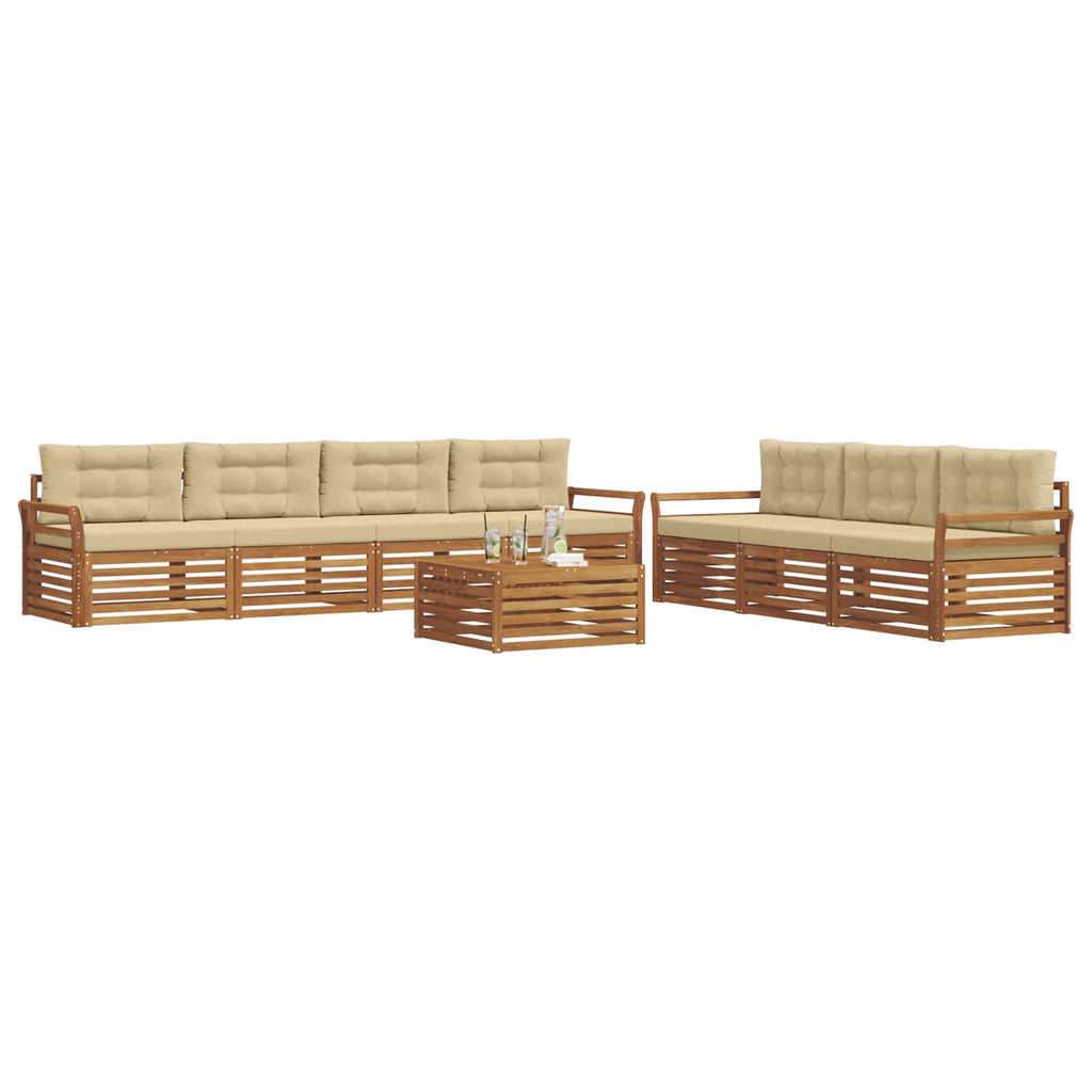 Outdoor-Sofagarnitur mit Kissen 8 pcs Natur und Beige