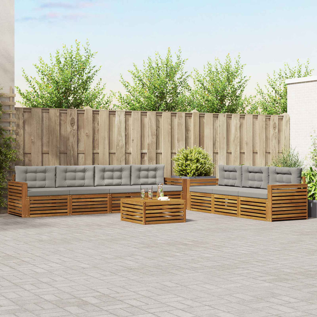 Outdoor-Sofagarnitur mit Kissen 8 pcs Natürlich und Hellgrau