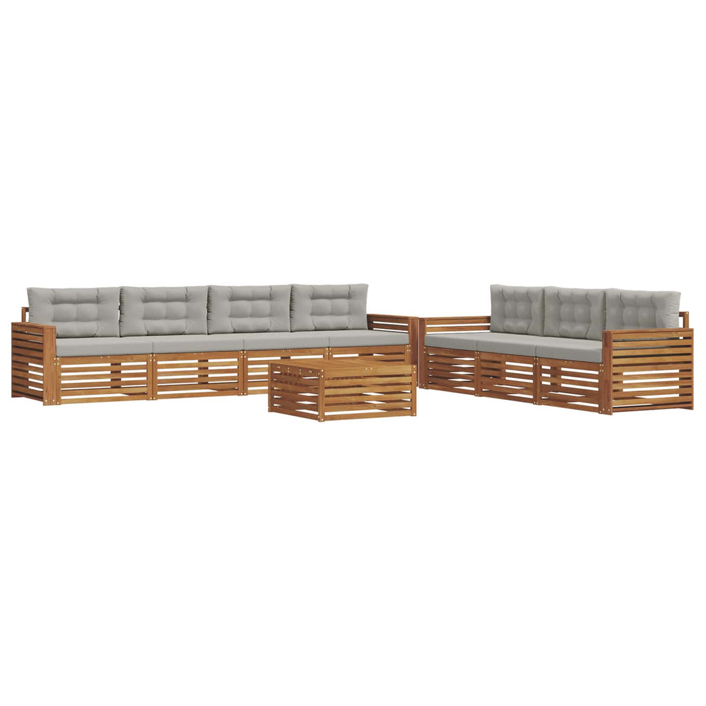 Outdoor-Sofagarnitur mit Kissen 8 pcs Natürlich und Hellgrau