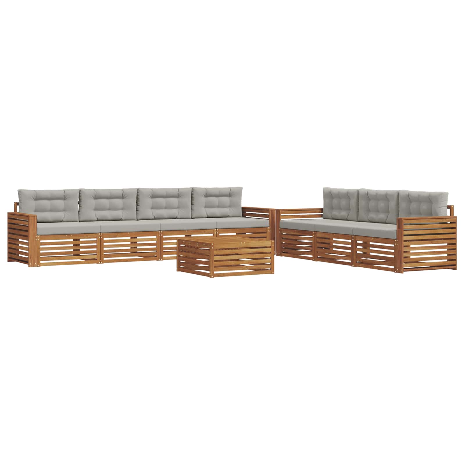 Outdoor-Sofagarnitur mit Kissen 8 pcs Natürlich und Hellgrau