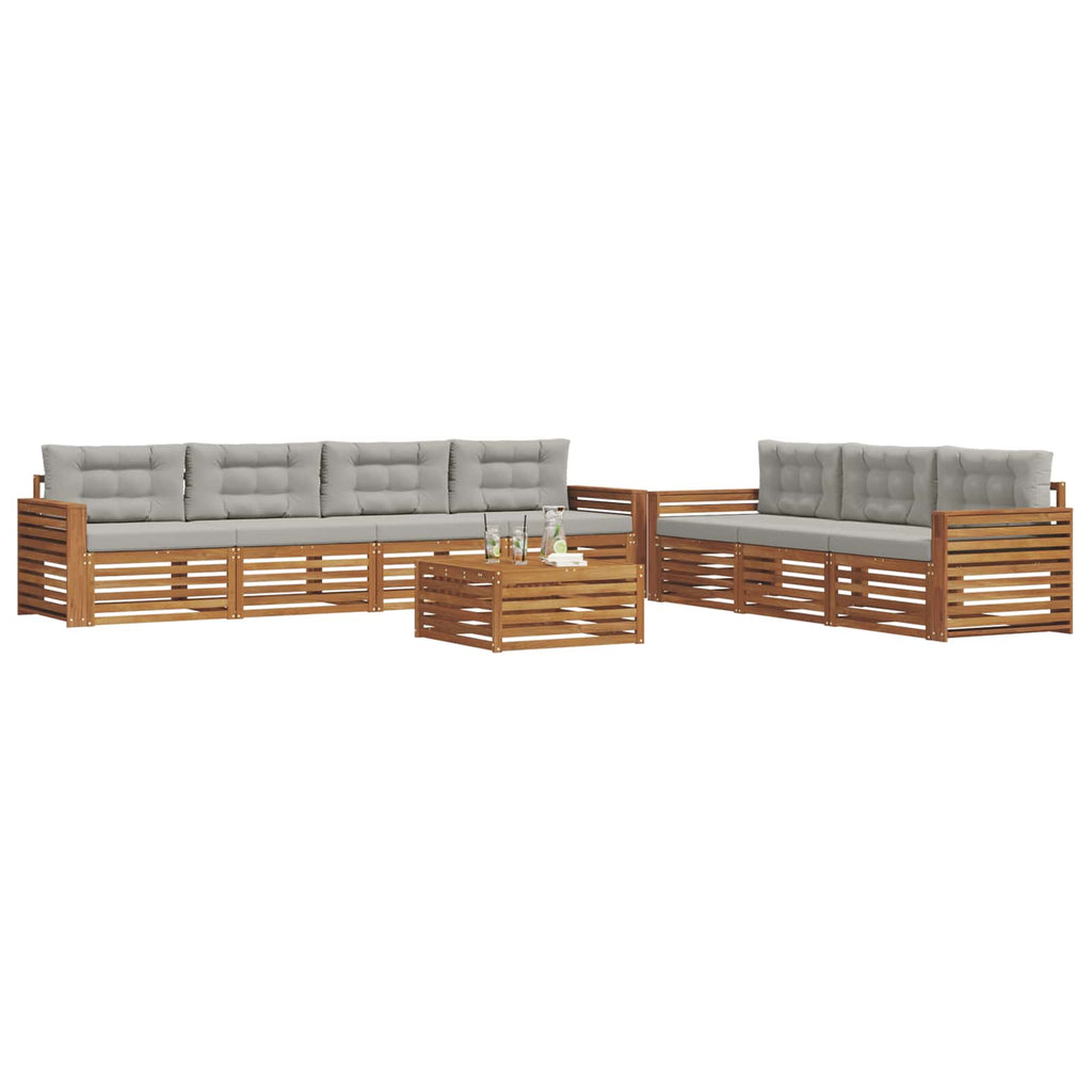 Outdoor-Sofagarnitur mit Kissen 8 pcs Natürlich und Hellgrau