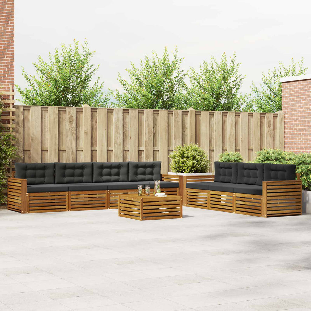 Outdoor-Sofagarnitur mit Kissen 8 pcs Natur und Anthrazit