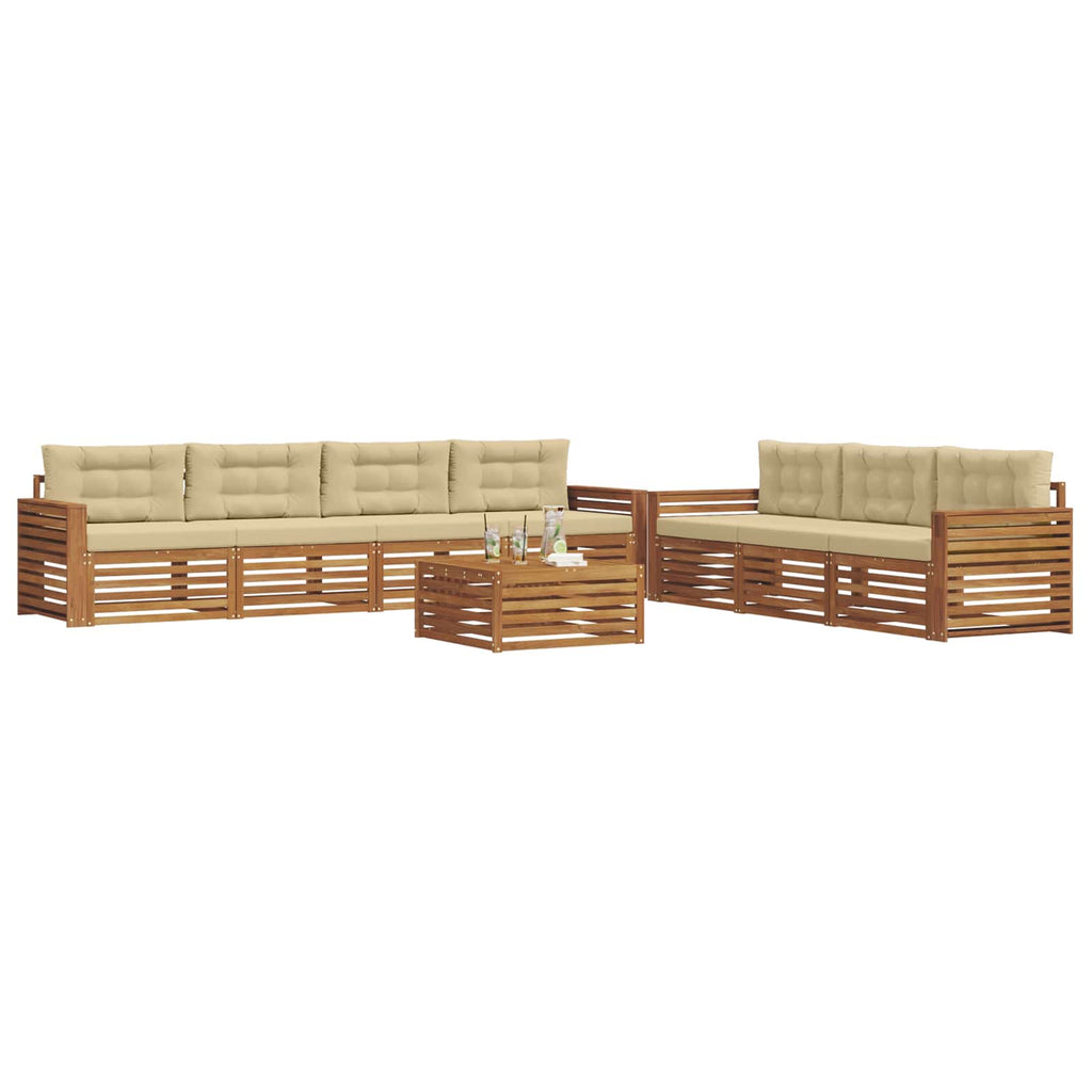 Outdoor-Sofagarnitur mit Kissen 8 pcs Natur und Beige