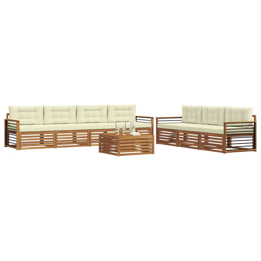 Outdoor-Sofagarnitur mit Kissen 8 pcs Natur und Creme