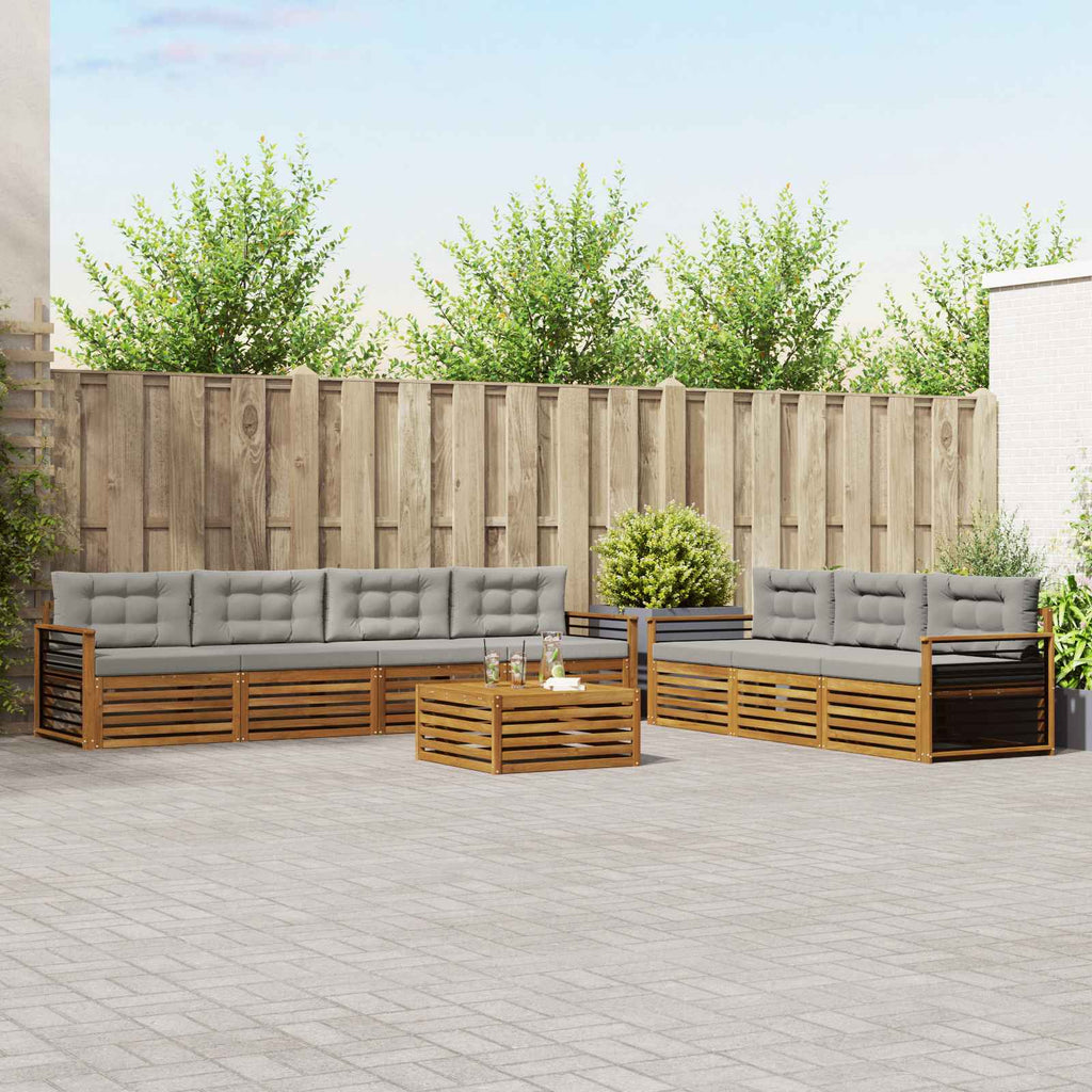 Outdoor-Sofagarnitur mit Kissen 8 pcs Natürlich und Hellgrau