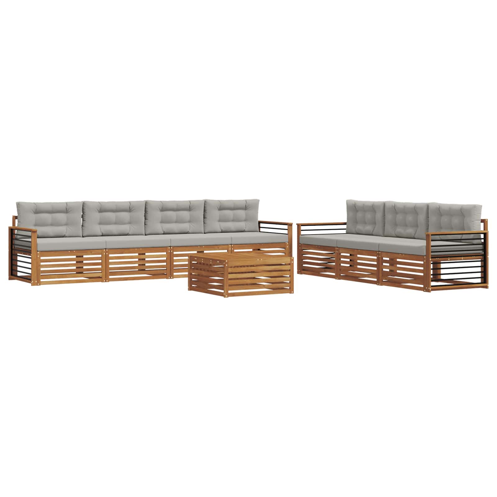 Outdoor-Sofagarnitur mit Kissen 8 pcs Natürlich und Hellgrau