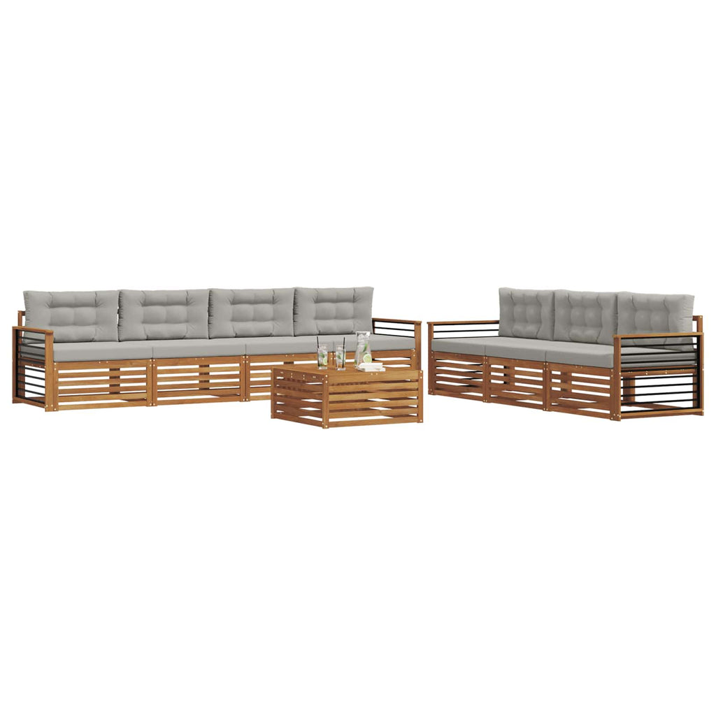 Outdoor-Sofagarnitur mit Kissen 8 pcs Natürlich und Hellgrau