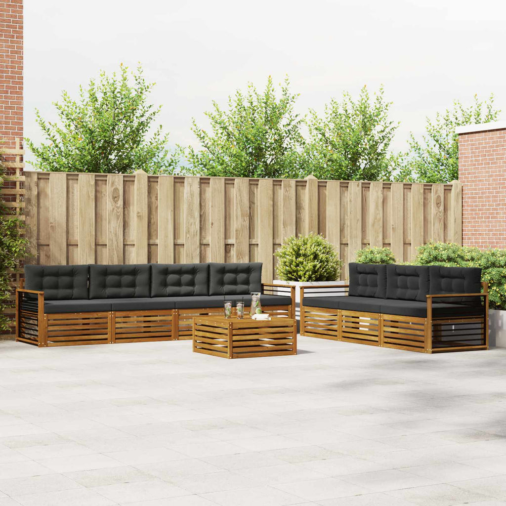 Outdoor-Sofagarnitur mit Kissen 8 pcs Natur und Anthrazit