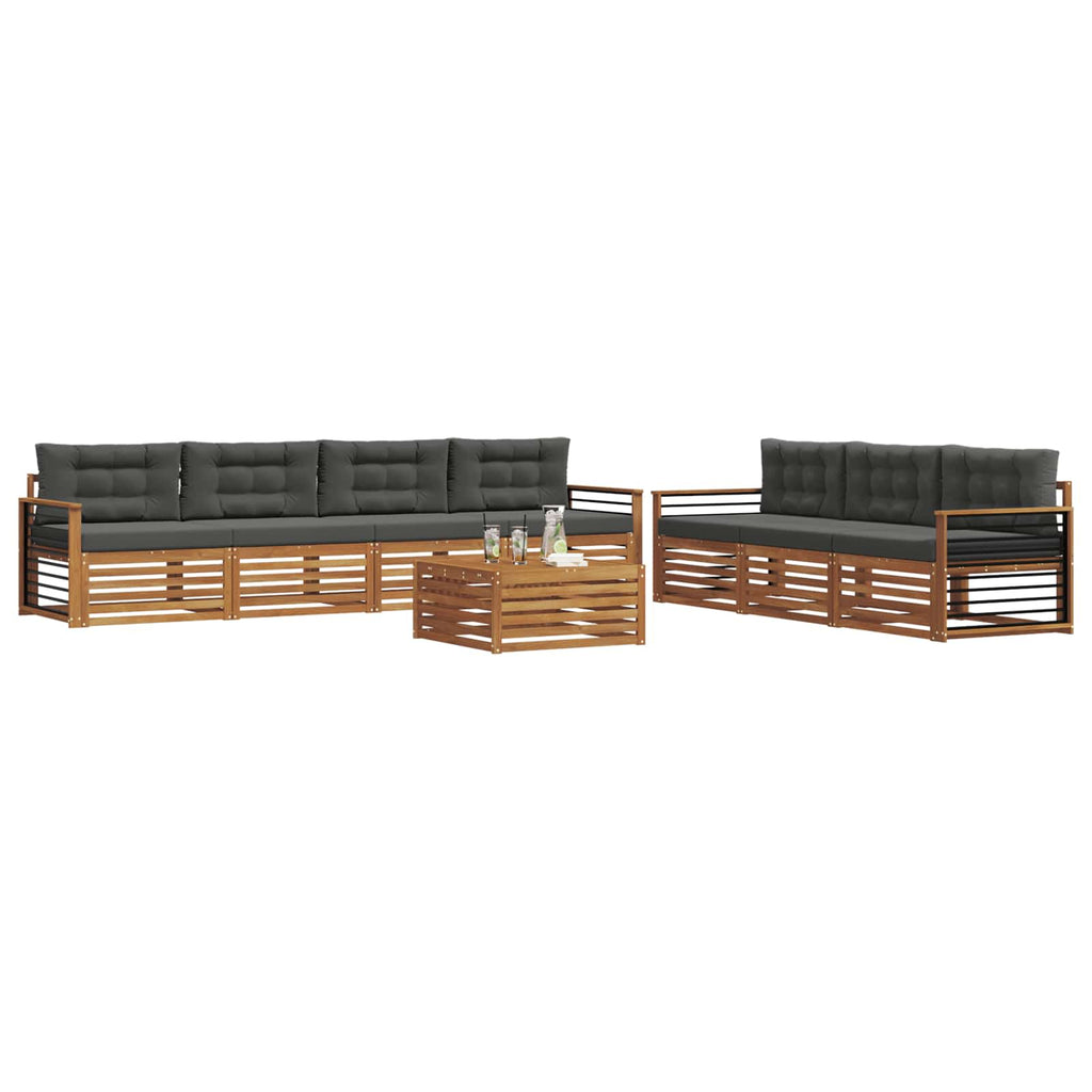 Outdoor-Sofagarnitur mit Kissen 8 pcs Natur und Anthrazit