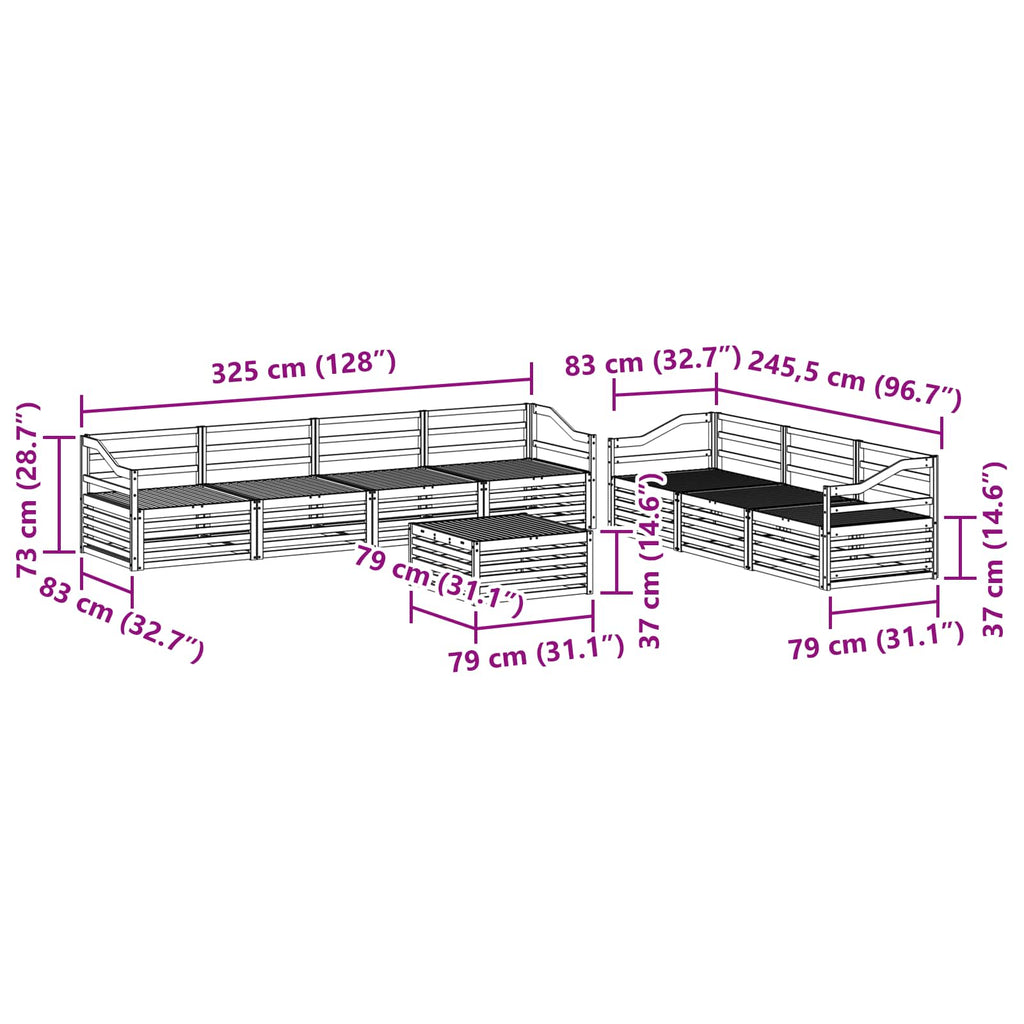 Outdoor-Sofagarnitur 8 pcs Natur Massivholz Akazie