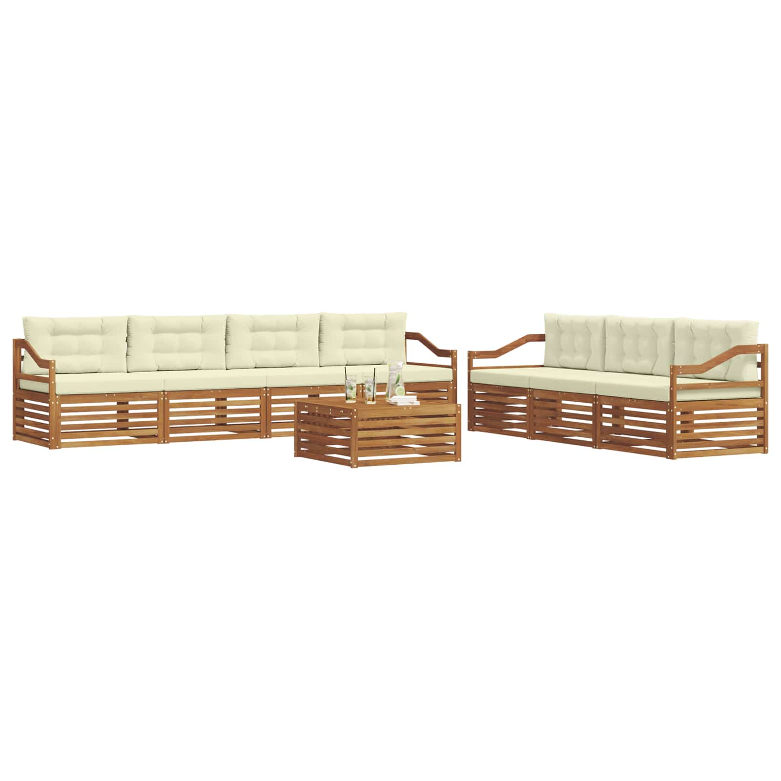 Outdoor-Sofagarnitur mit Kissen 8 pcs Natur und Creme