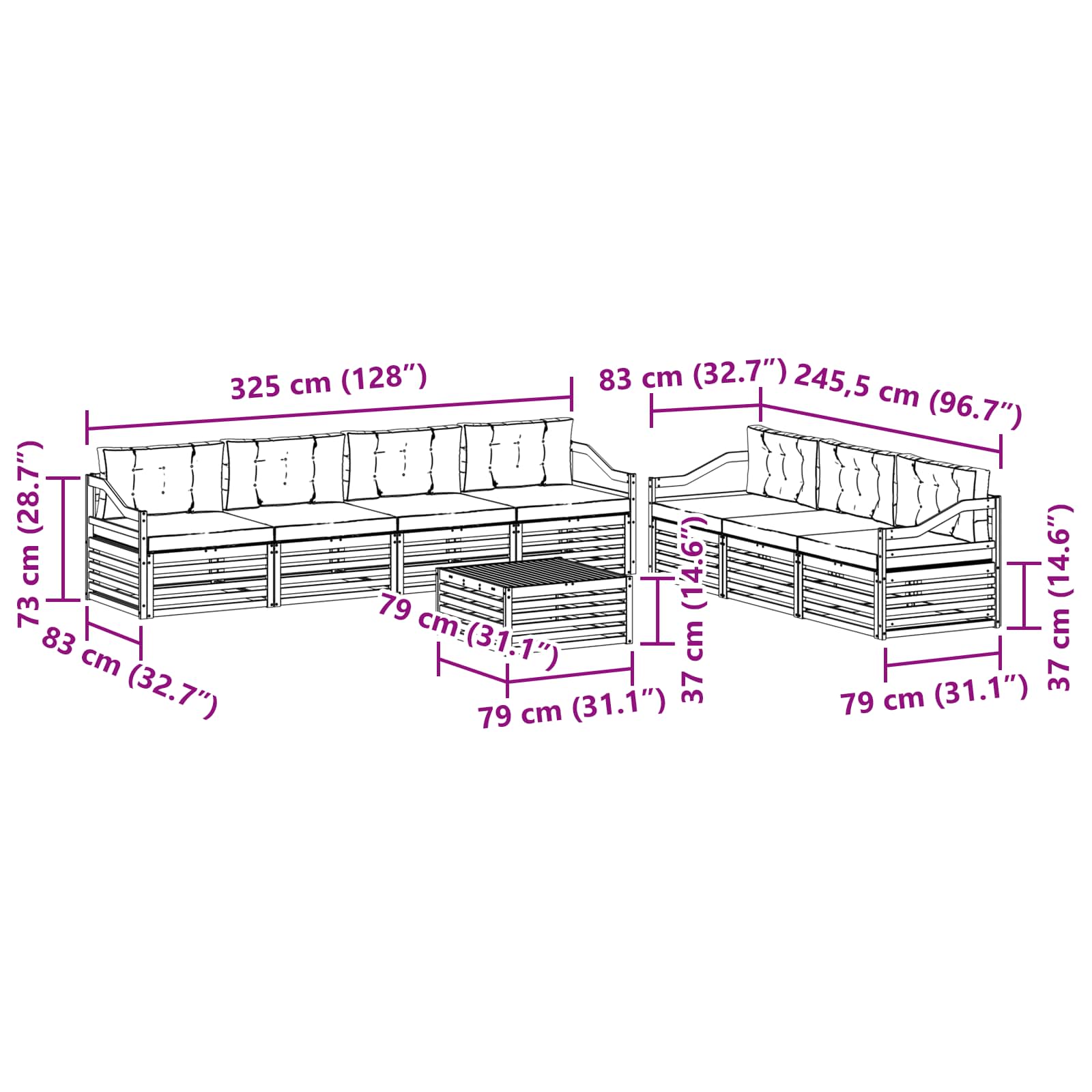 Outdoor-Sofagarnitur mit Kissen 8 pcs Natur und Creme