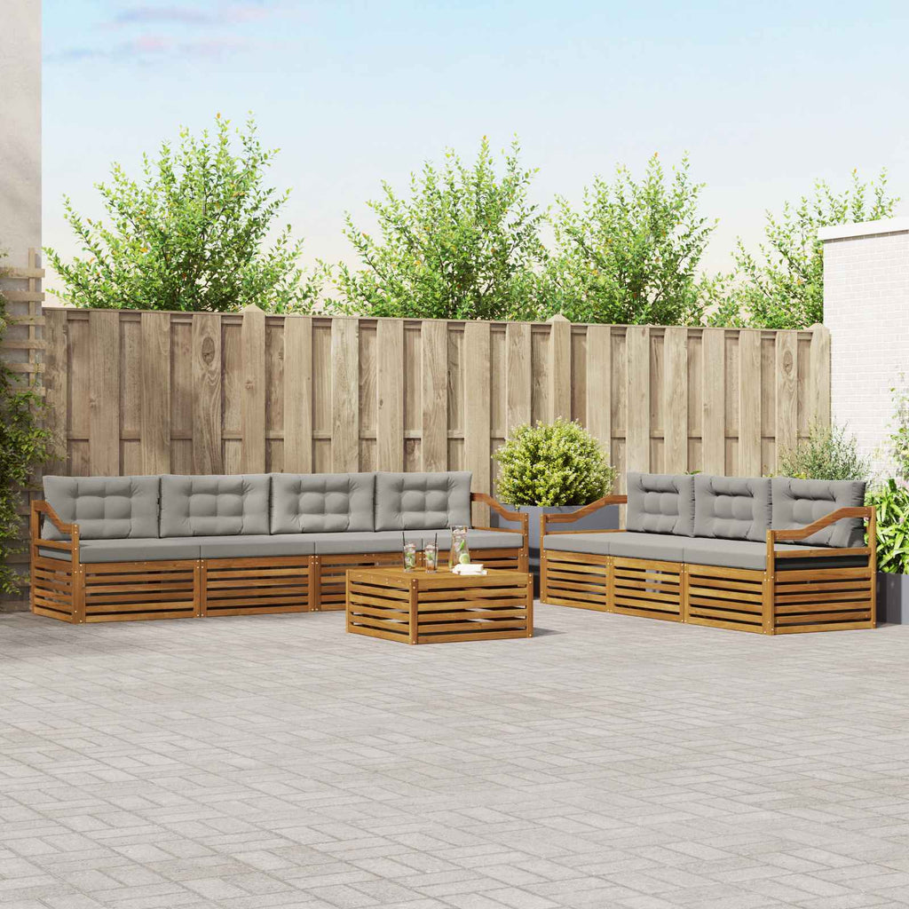 Outdoor-Sofagarnitur mit Kissen 8 pcs Natürlich und Hellgrau